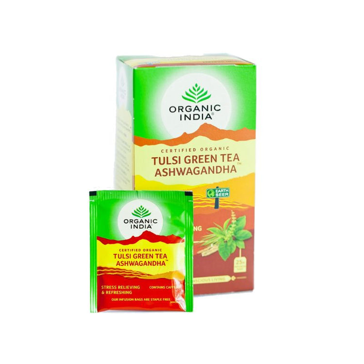 Organic India Tulsi Ashwagandha Green Tea Bags